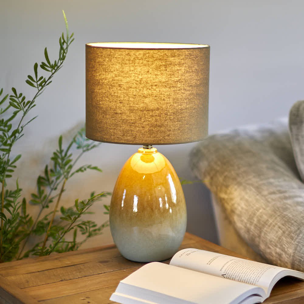 Orange to Green Ombre Table Lamp with Linen Shade