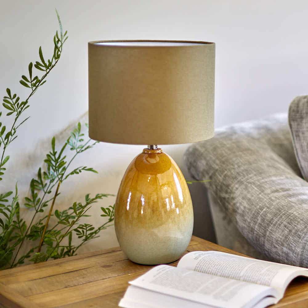 Orange to Green Ombre Table Lamp with Linen Shade
