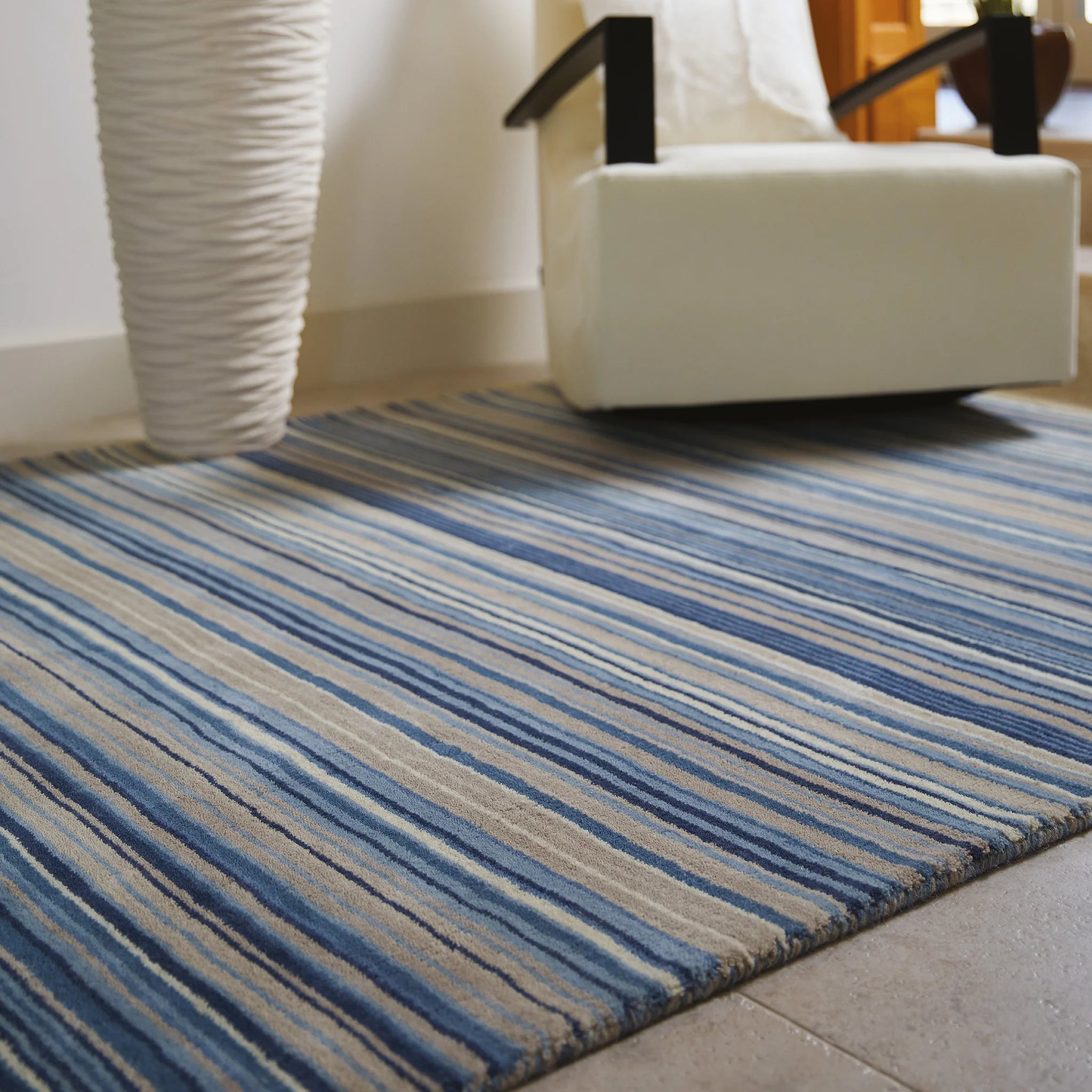 Origins Fine Stripe Rug, Blue 120 x 170cm,160 x 230cm,67 x 200cm,80 x 150cm