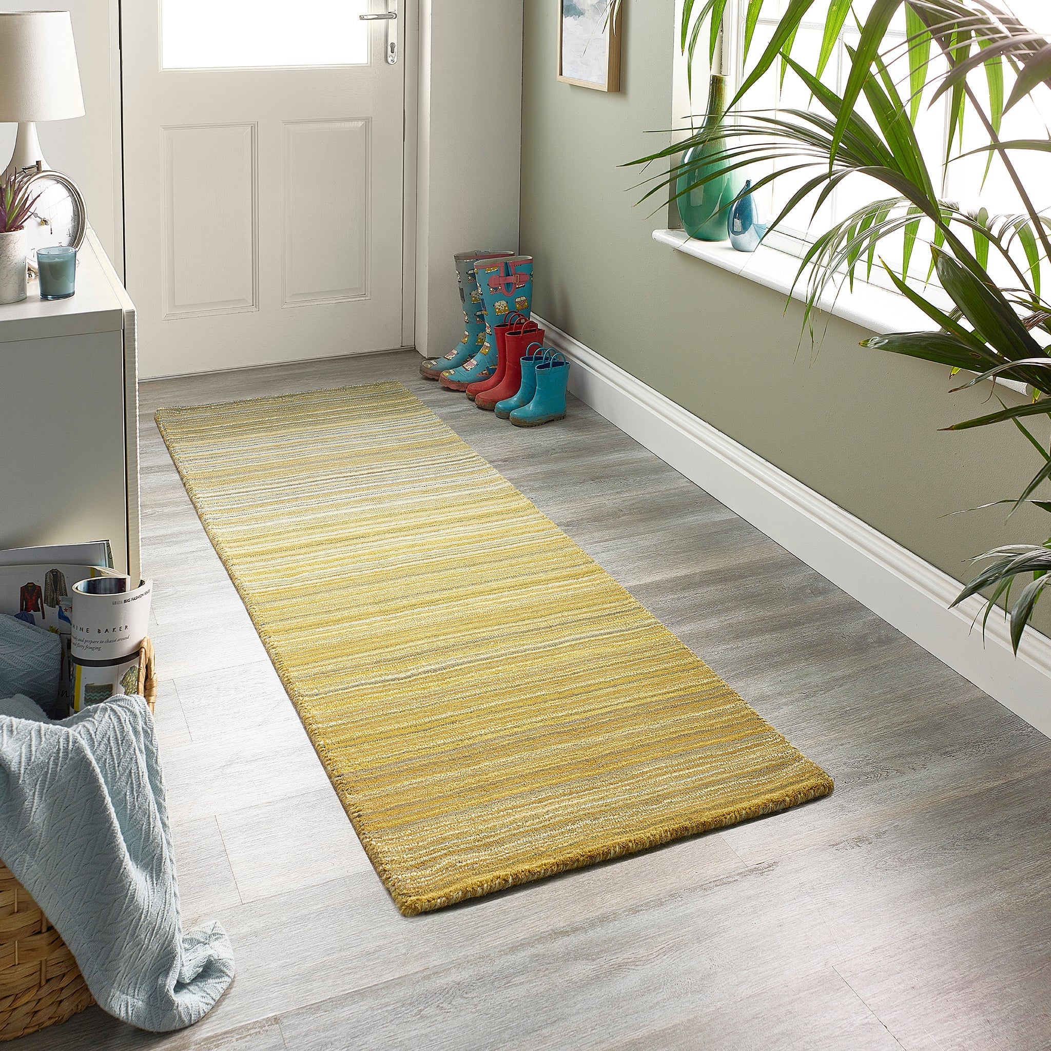 Origins Fine Stripe Rug, Ochre 120 x 170cm,160 x 230cm,67 x 200cm,80 x 150cm