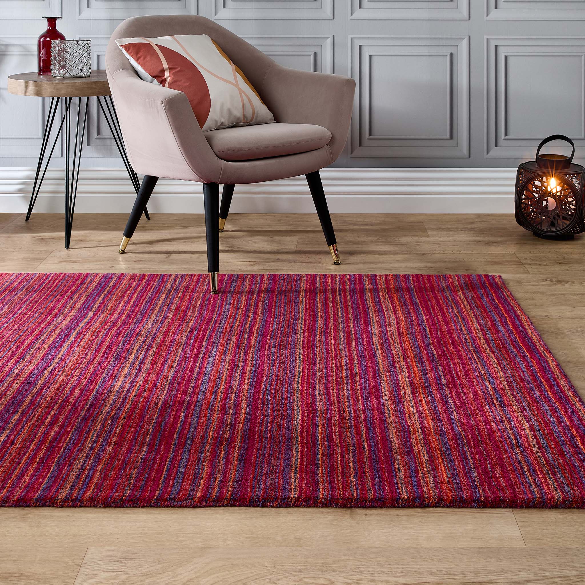 Origins Fine Stripe Rug, Purple/Pink 120 x 170cm,160 x 230cm,67 x 200cm,80 x 150cm