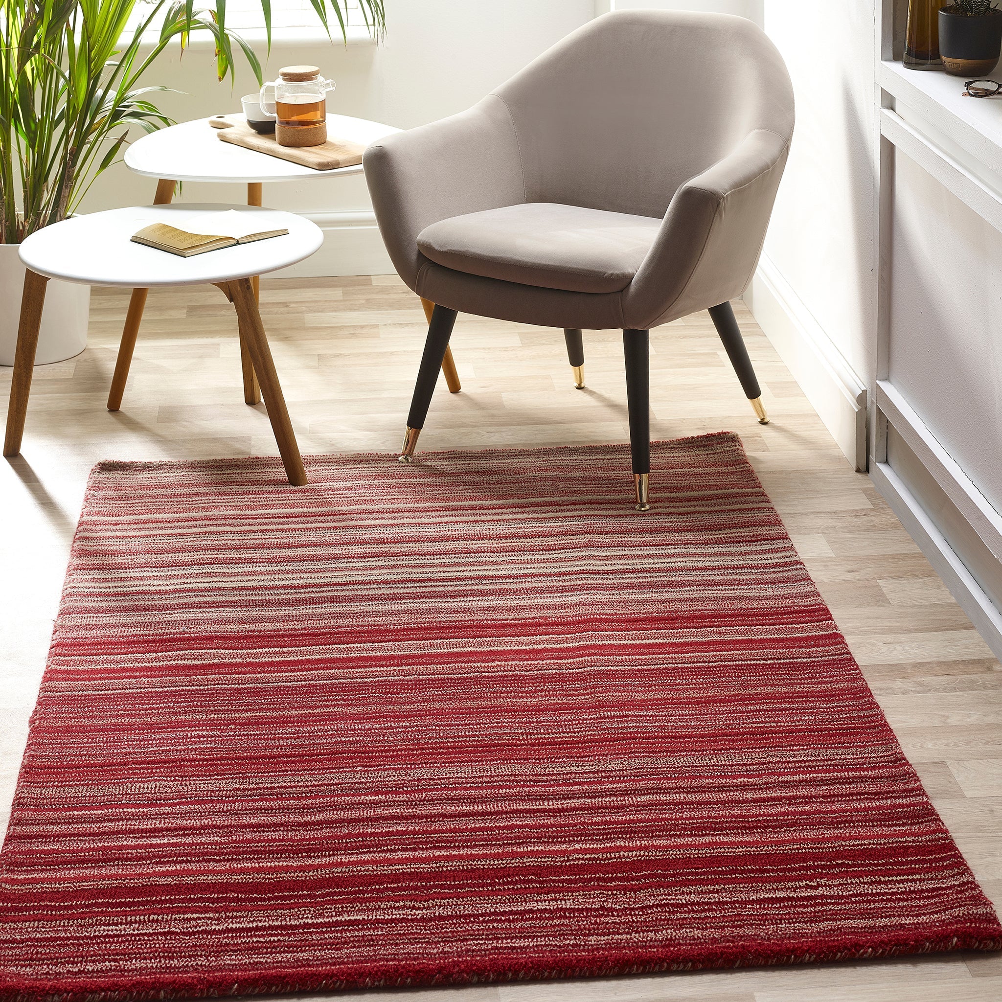 Origins Fine Stripe Rug, Red 120 x 170cm,160 x 230cm,67 x 200cm,80 x 150cm