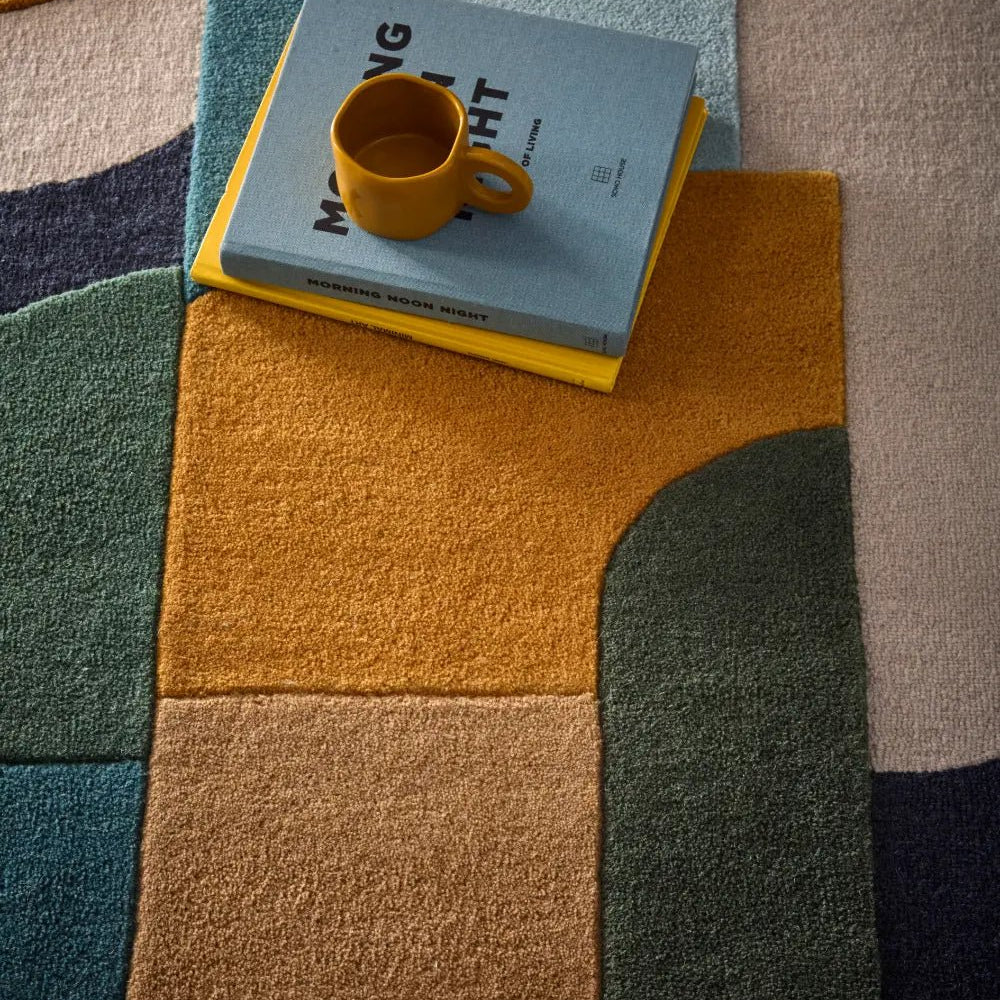 Origins Retro Deco Rug, Blue 120 x 170cm,160 x 230cm,200 x 300cm