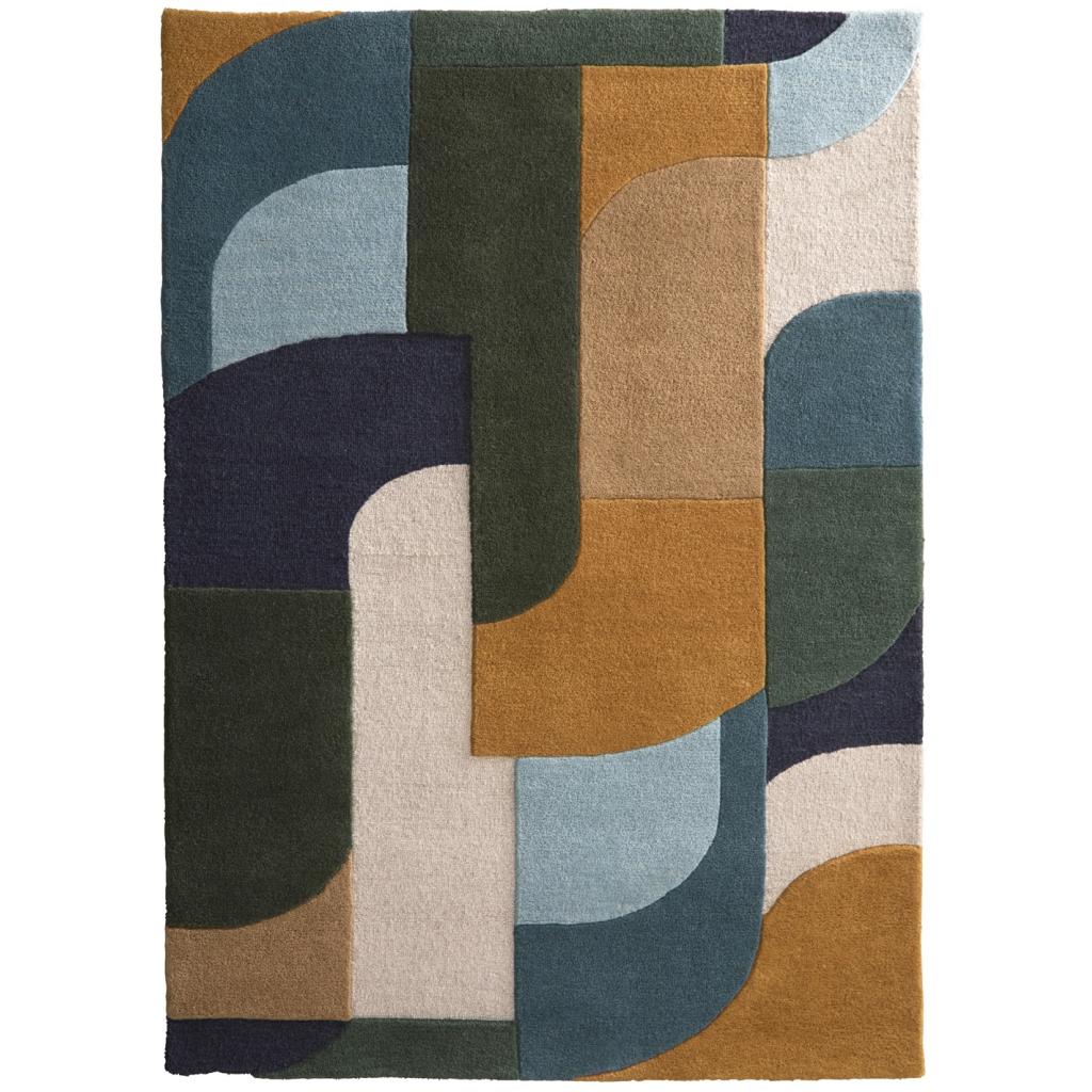 Origins Retro Deco Rug, Blue 120 x 170cm,160 x 230cm,200 x 300cm