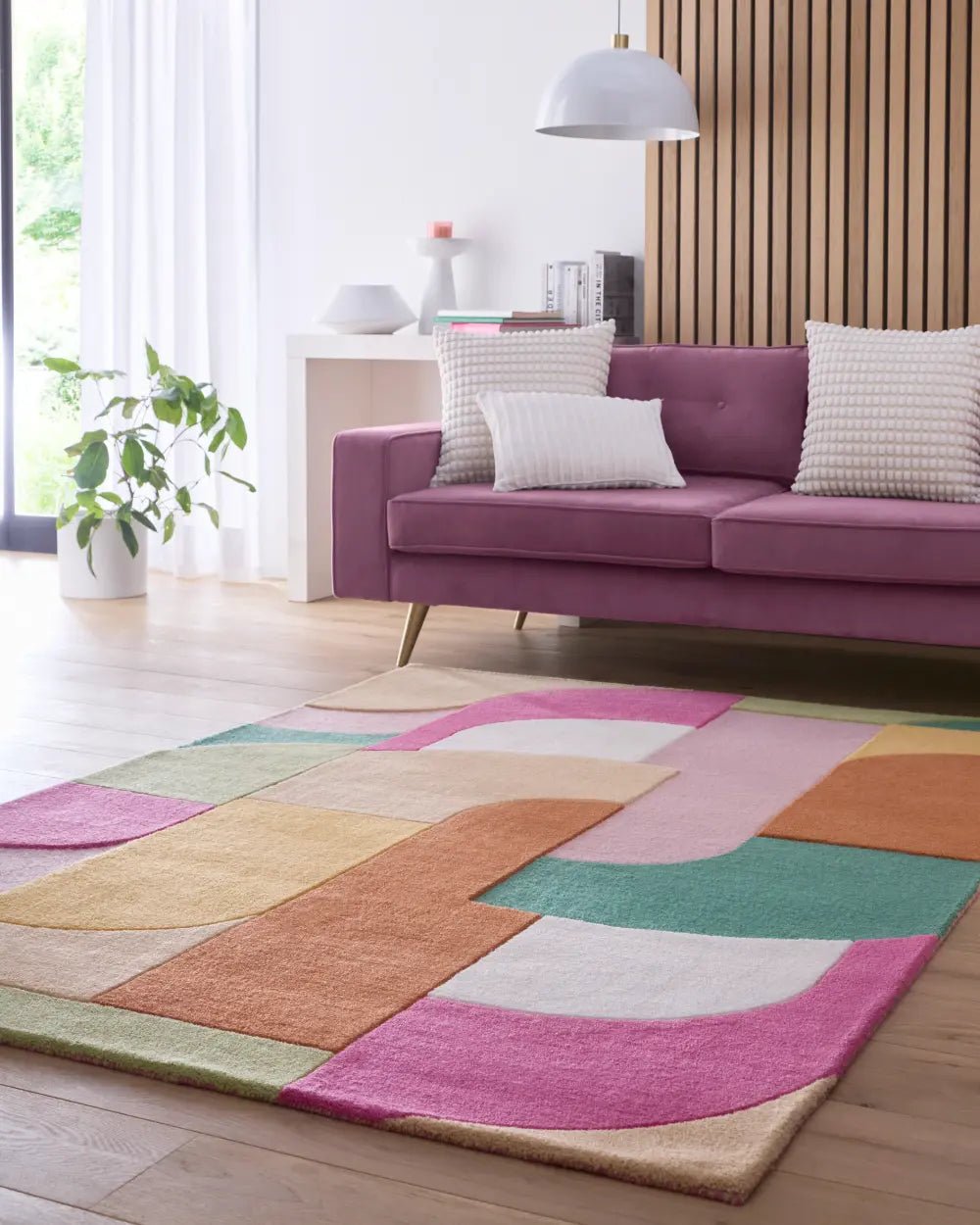 Origins Retro Deco Rug, Pink 120 x 170cm,160 x 230cm,200 x 300cm