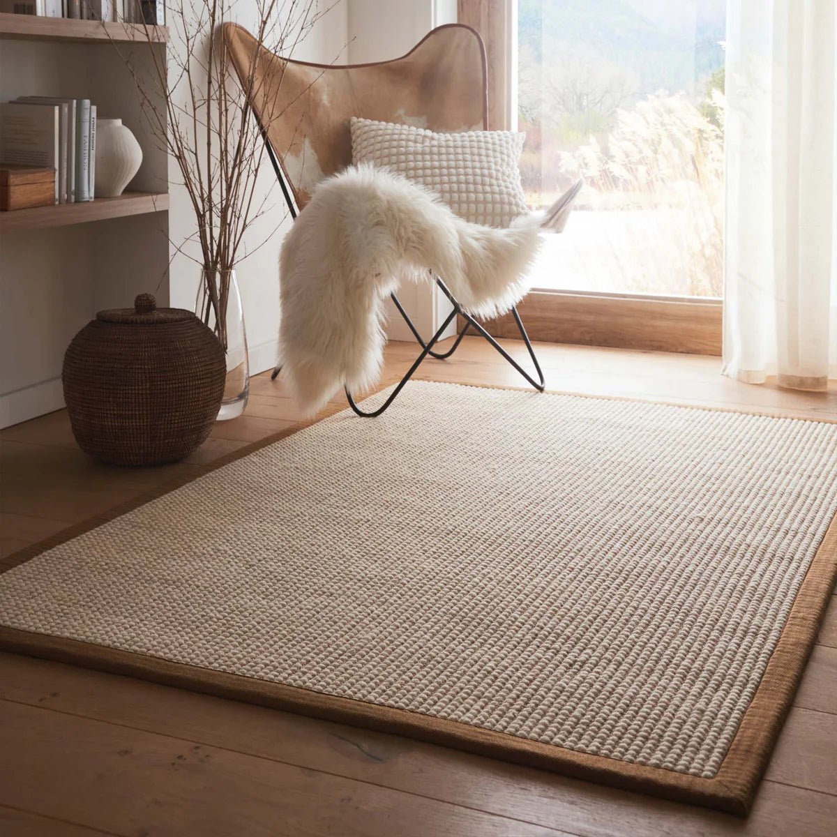 Origins Sisal Boucle Rug with Mocha Border 120 x 170cm,160 x 230cm,80 x 150cm,67 x 200cm runner
