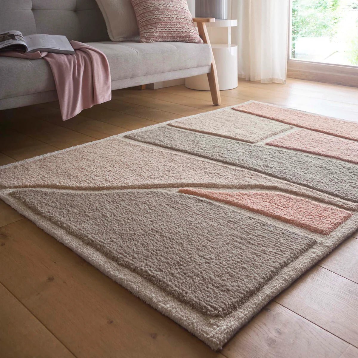 Origins Strata Rug, Pink/Grey 120 x 170cm,160 x 230cm,200 x 290cm