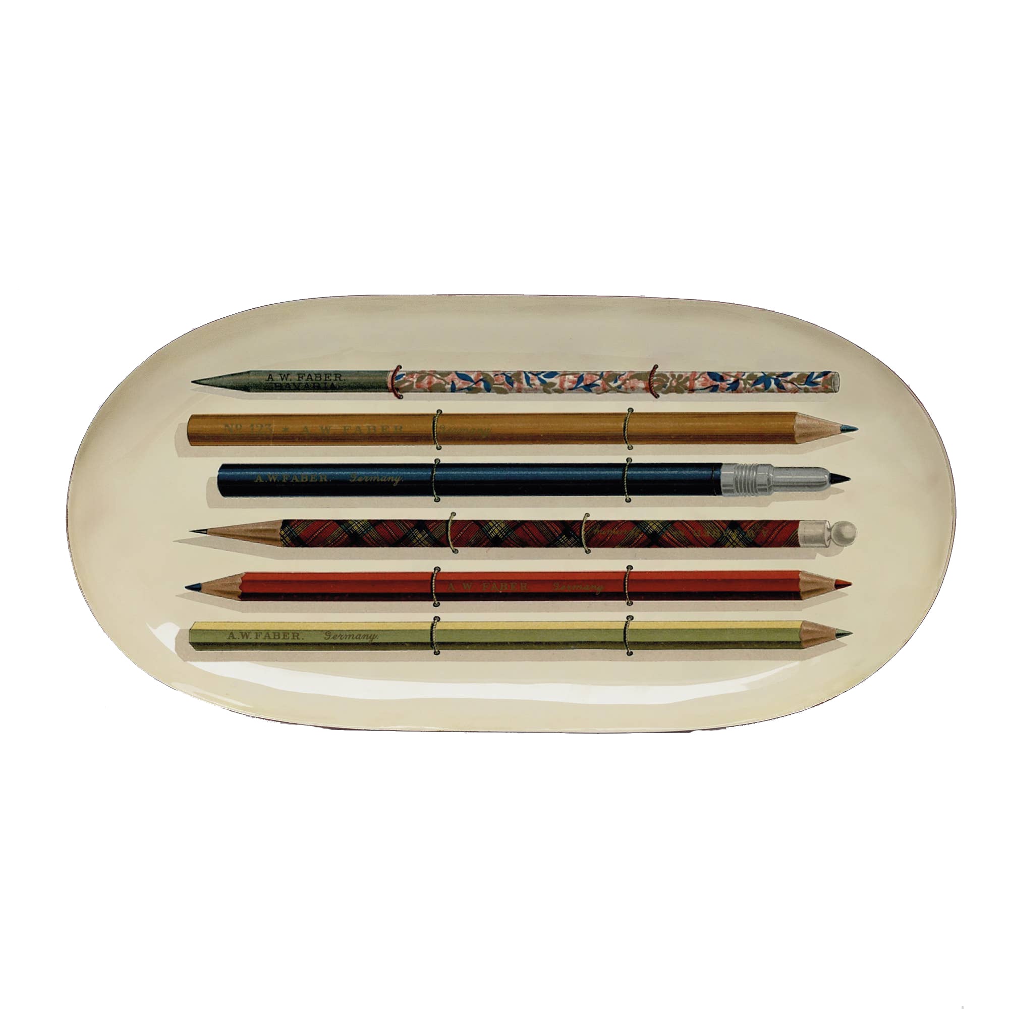Oval Vintage Pencils Enamel Tray
