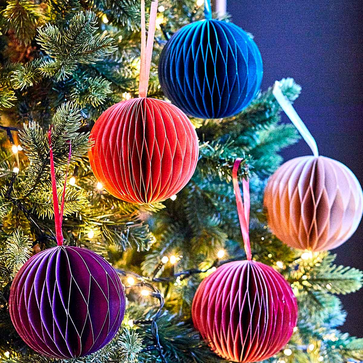 Paper Bauble Decoration, Turquoise, 10cm