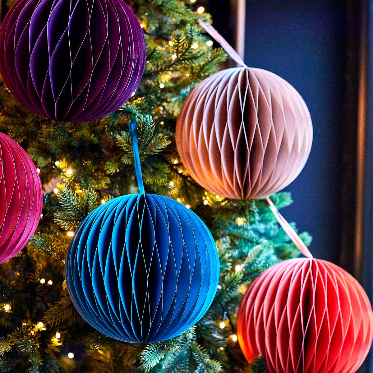 Paper Bauble Decoration, Turquoise, 20cm