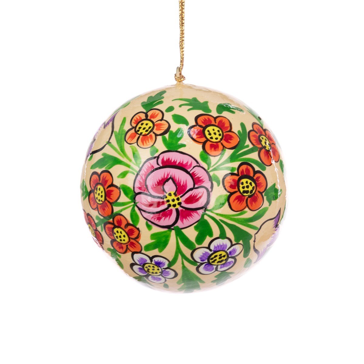 Papier Mache Floral Bauble, Bright Flowers