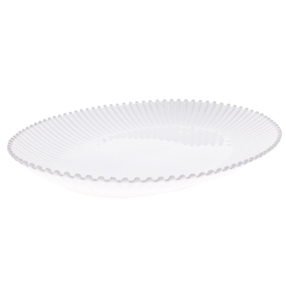 Pearl White Oval Platter, Large
