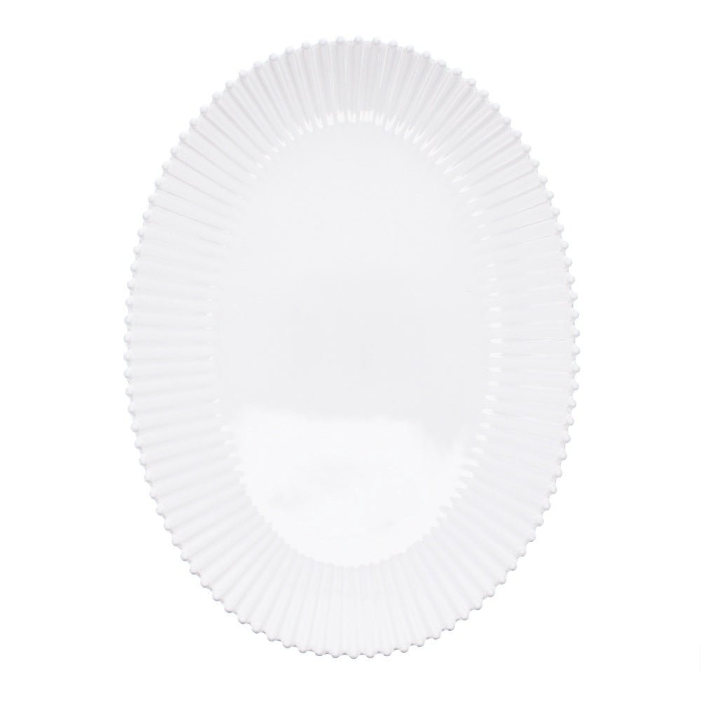 Pearl White Oval Platter, Large
