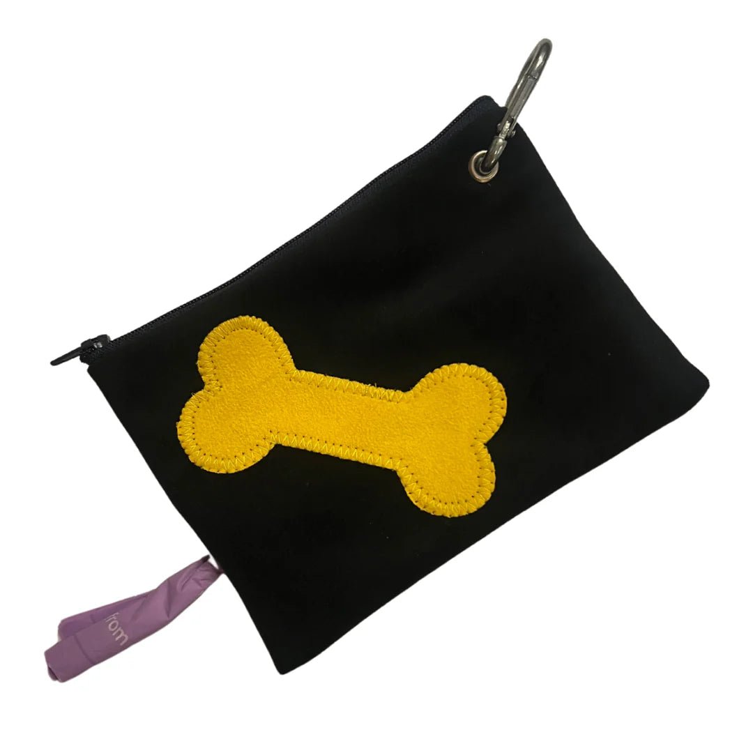 Pets Treats Pouch Duck egg with pink star,Mustard with a black star,Teal with a cream bone,Black with a mustard bone