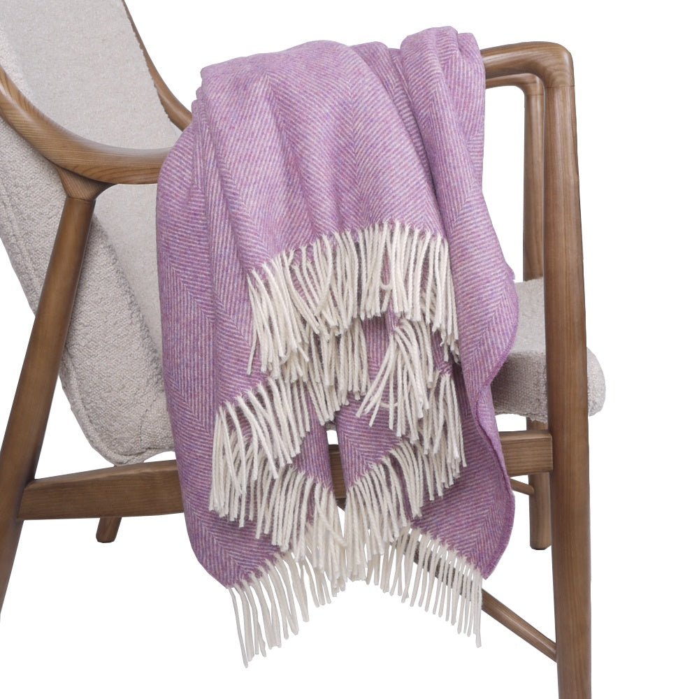 Pink Shetland Herringbone Throw by Bronte