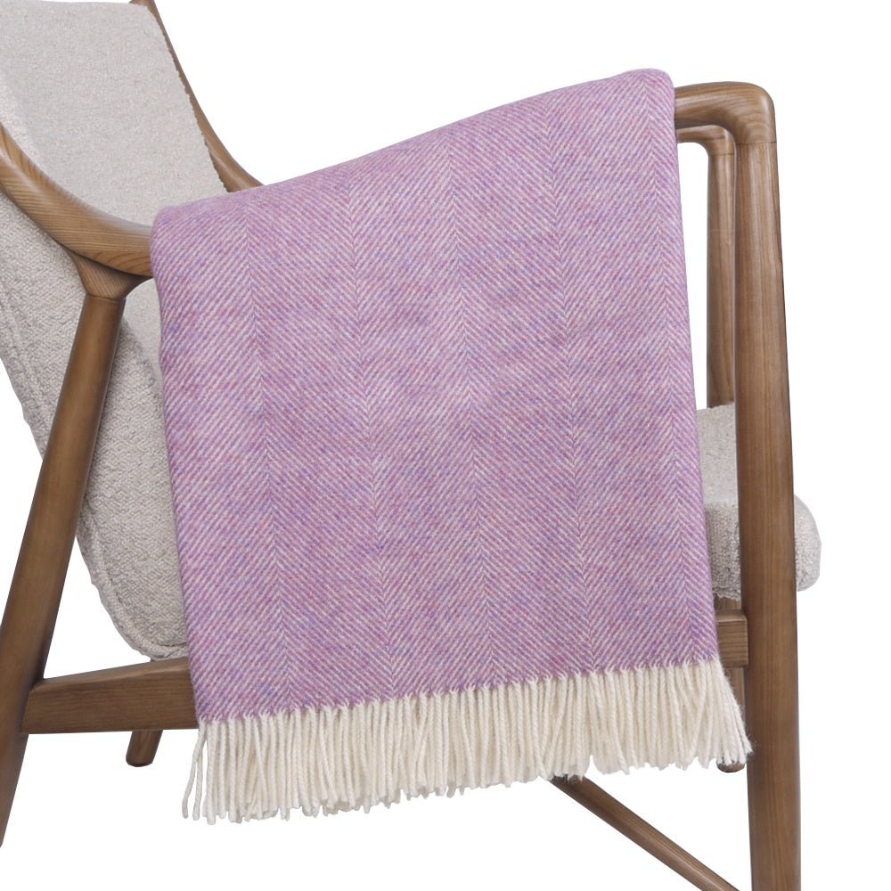 Pink Shetland Herringbone Throw by Bronte