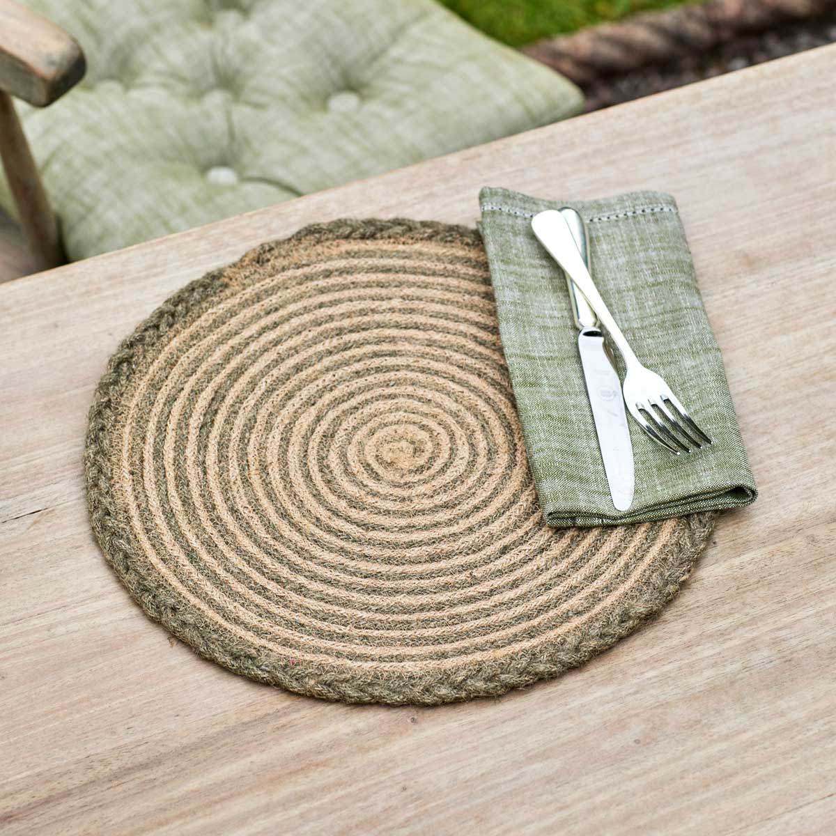 Plaited Jute Placemat Midnight Blue,Natural,Olive