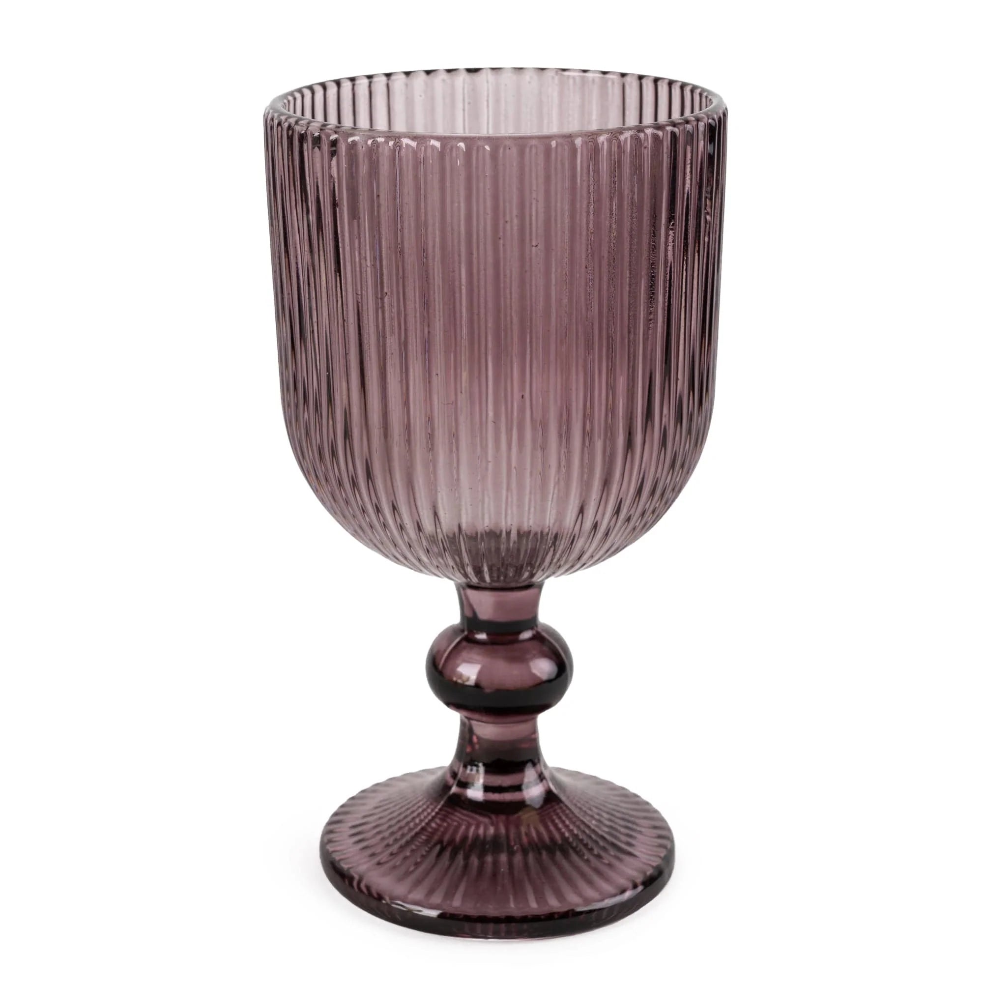 Plum Ribbed Drinking Glass