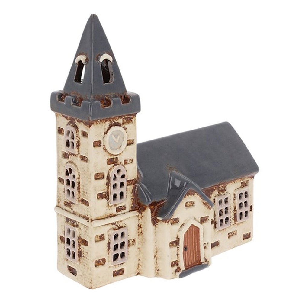 Pottery Steeple Church Tealight Holder