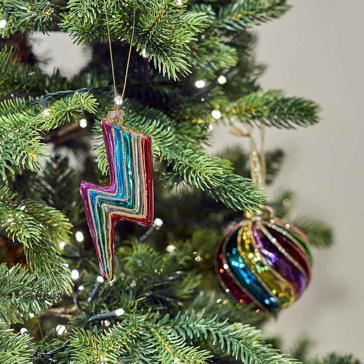 Rainbow Lightening Bolt Shaped Bauble