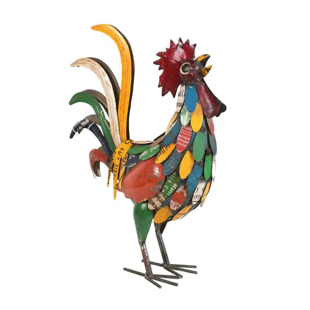 Recycled Metal Multicoloured Rooster - Angela Reed -