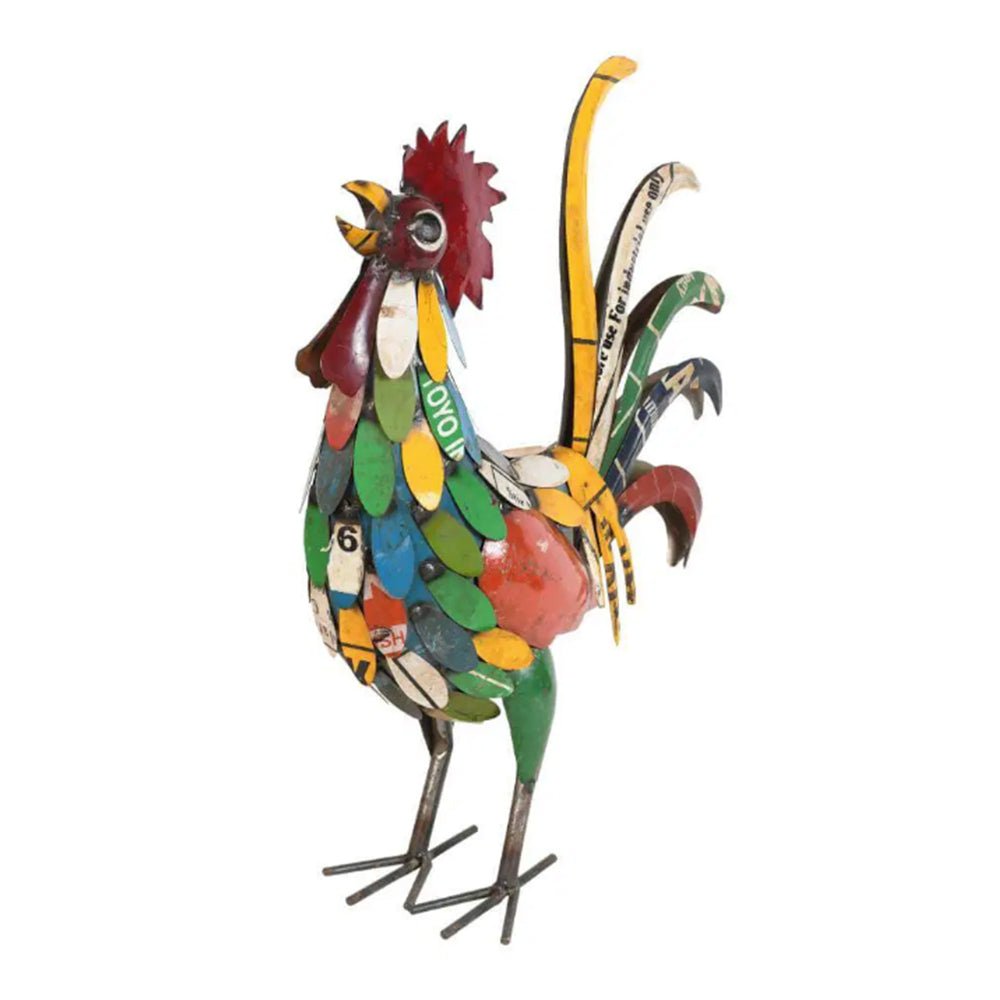 Recycled Metal Multicoloured Rooster - Angela Reed -
