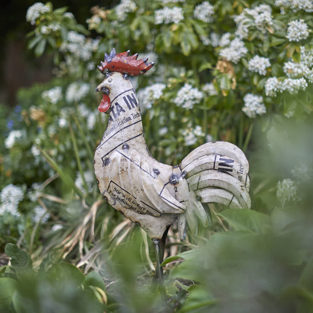 Recycled Metal White Rooster - Angela Reed -