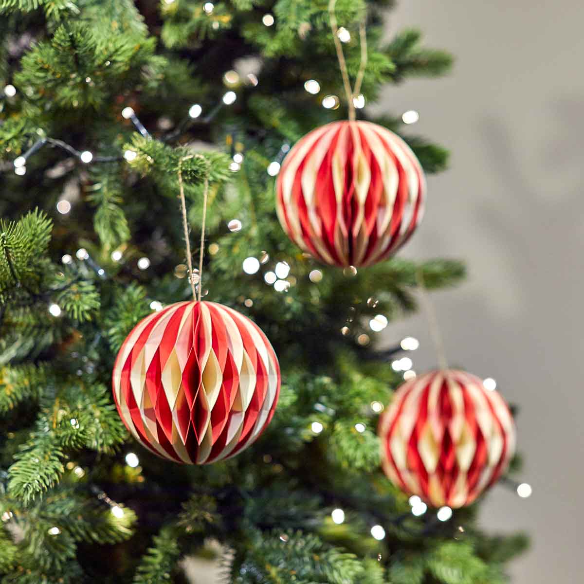 Red and White Multi Coloured Paper Bauble