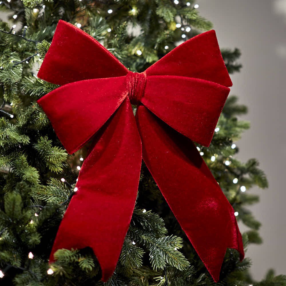 Red Velvet Wired Bow, Large