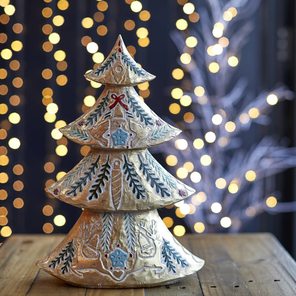 Resin Gold Alpine Tree - Angela Reed - Christmas Decorations