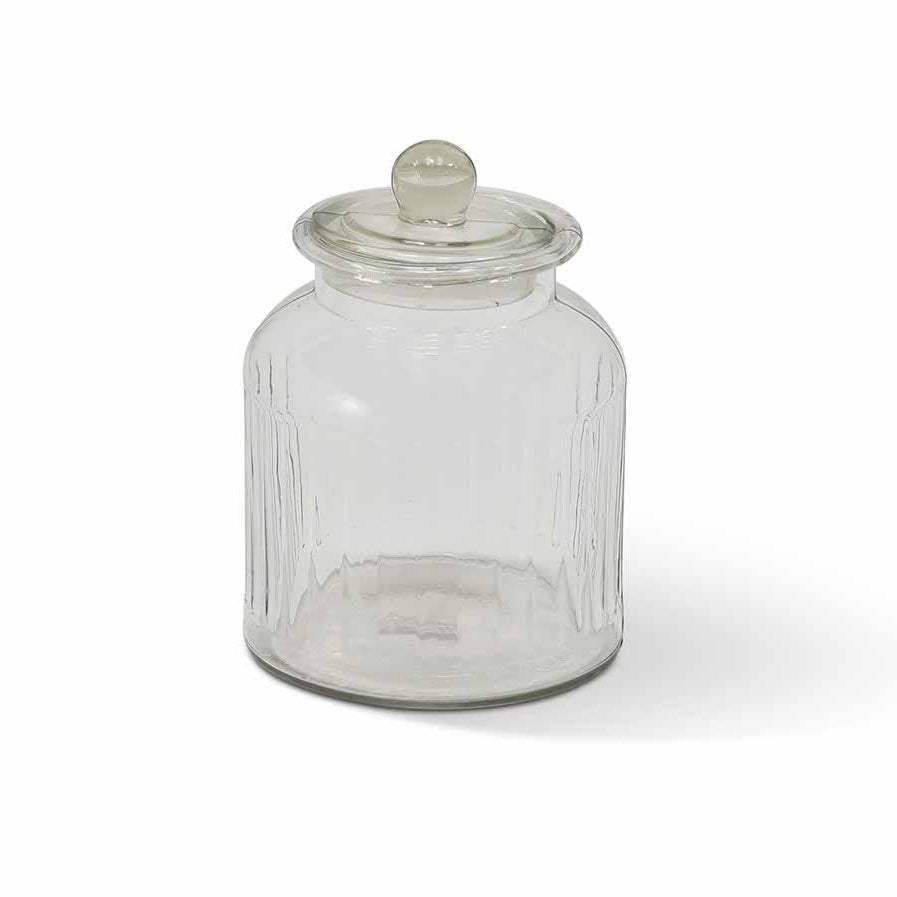 Ribbed Glass Storage Jar Medium,Large