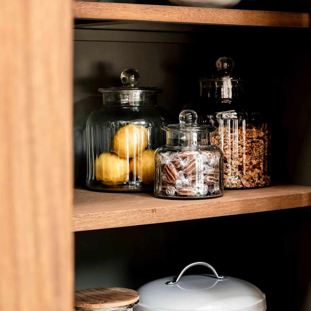 Ribbed Glass Storage Jar Medium,Large