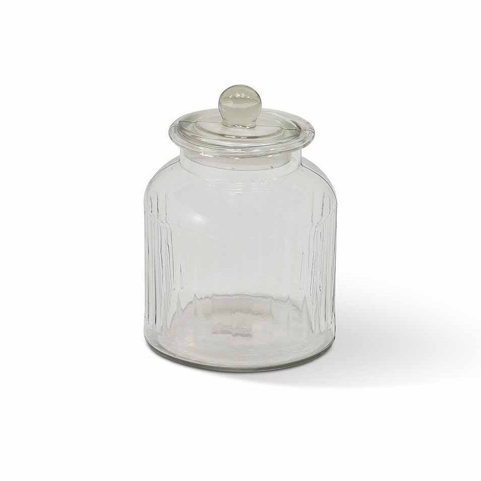 Ribbed Glass Storage Jar Medium,Large
