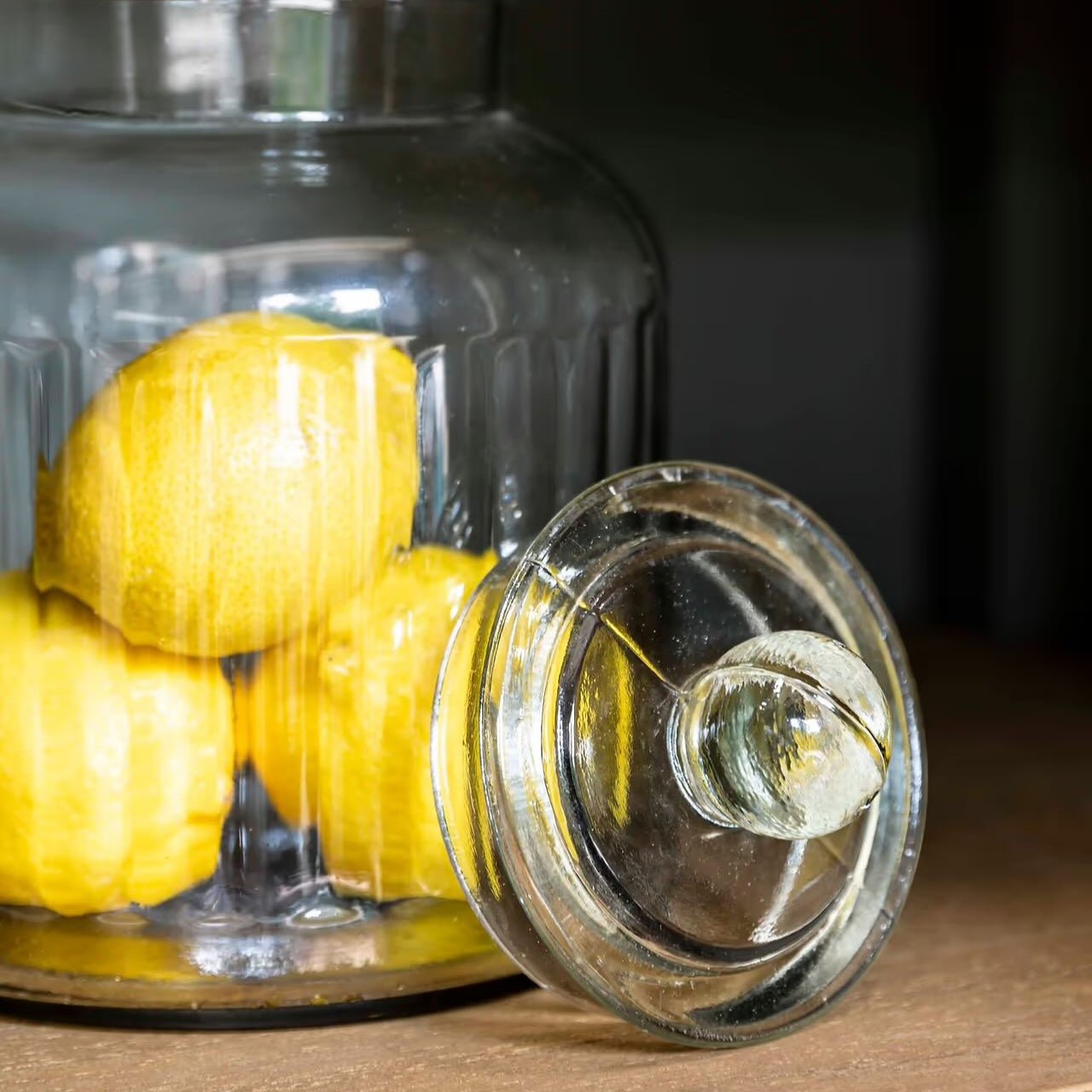 Ribbed Glass Storage Jar Medium,Large