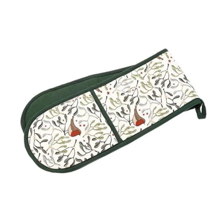 Robin and Mistletoe Double Oven Glove