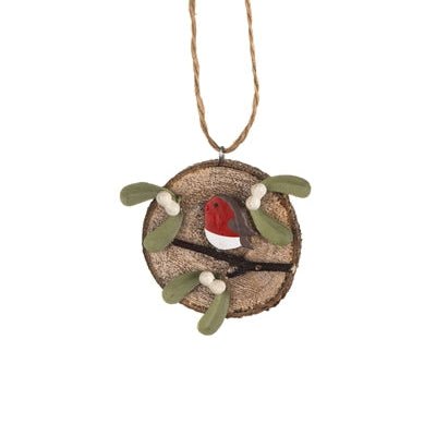 Robin and Mistletoe on a Log