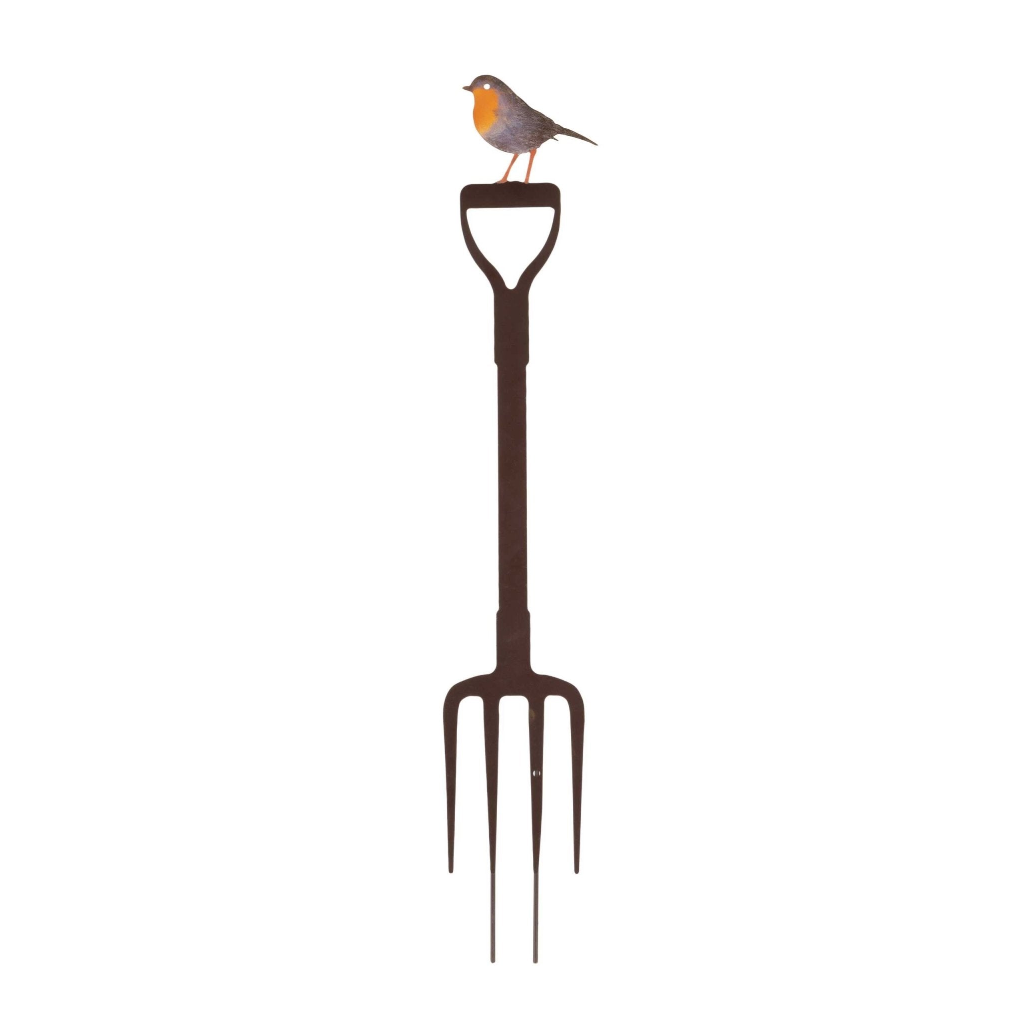 Painted Robin on a Fork Pot Stem