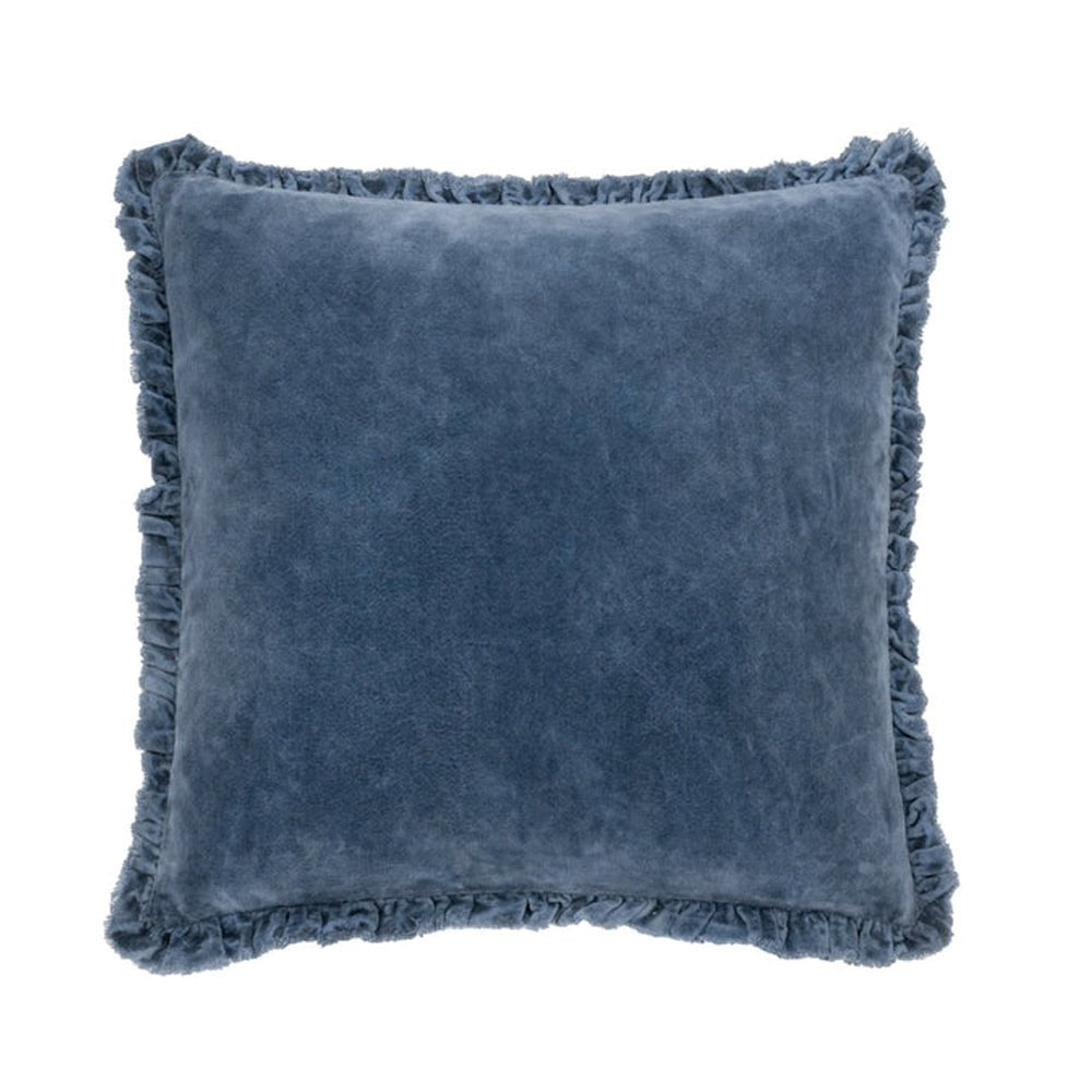 Ruffled Velvet Cushion in Ink