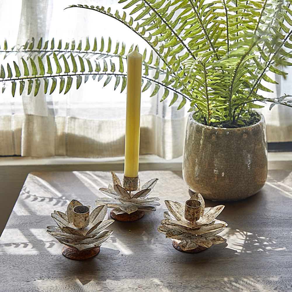 Rust Artichoke Candle Holder