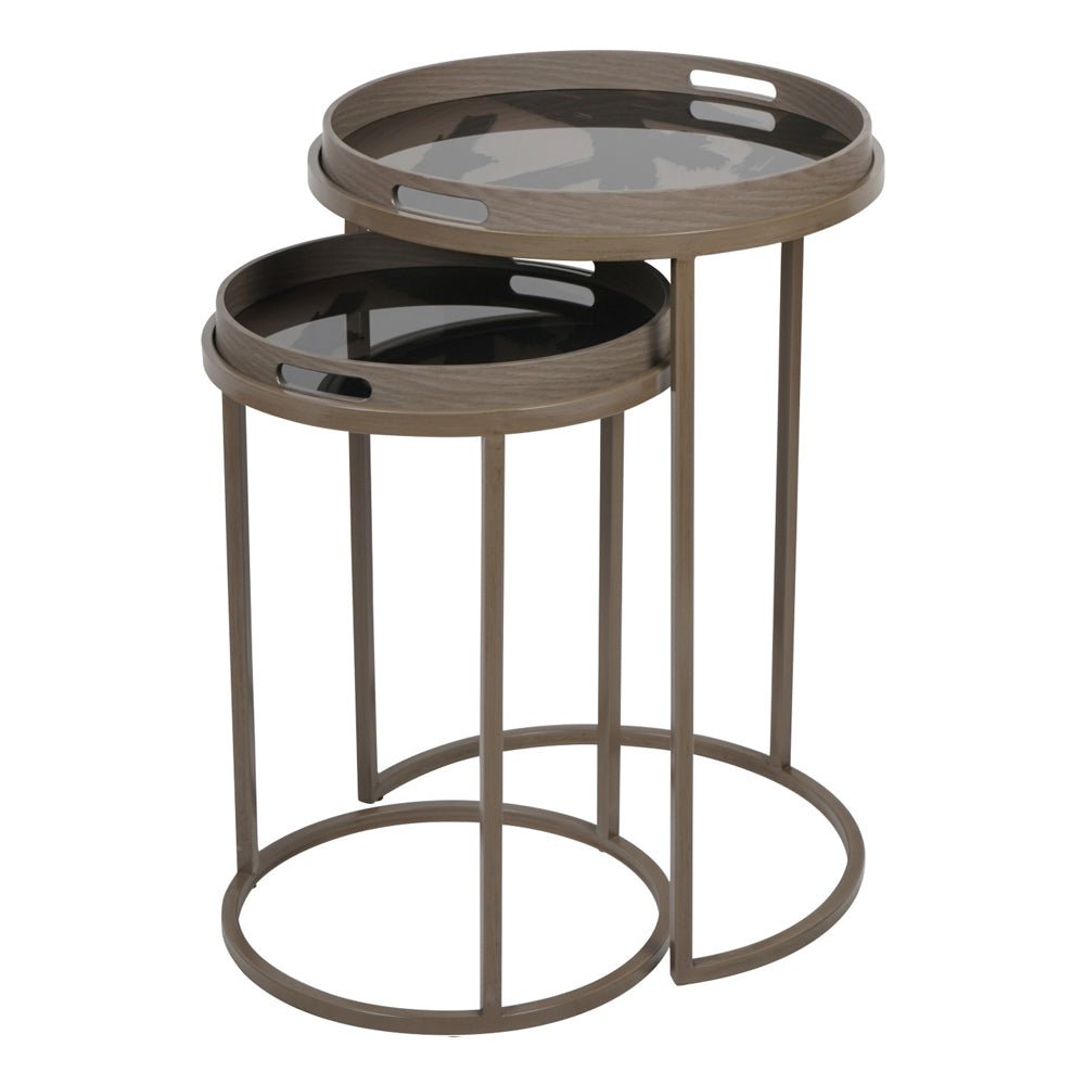 SaImpasto Brushstroke, Set of 2 Side Tray Tables, Taupe