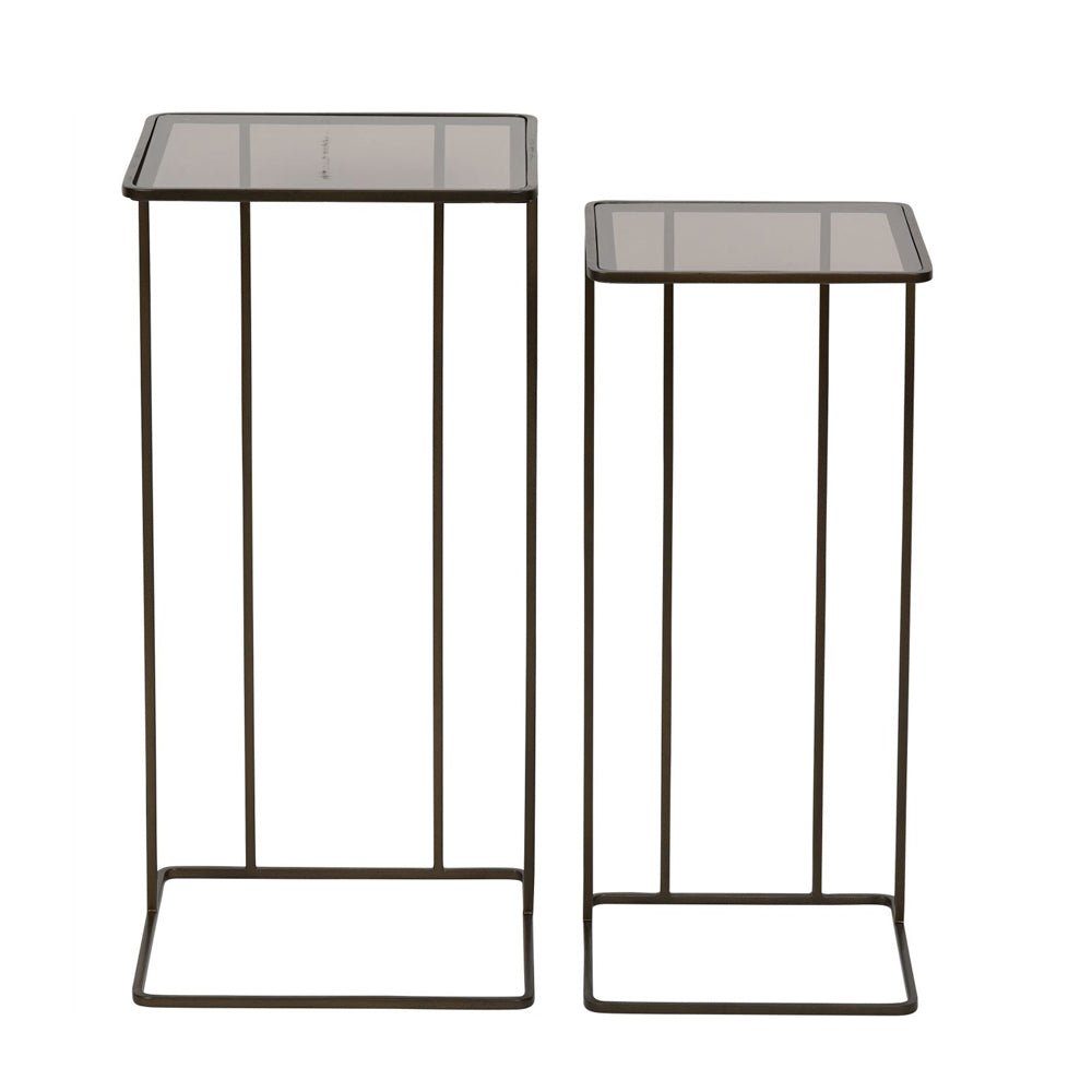 Salzburg Set of 2 Glass and Metal Side Tables