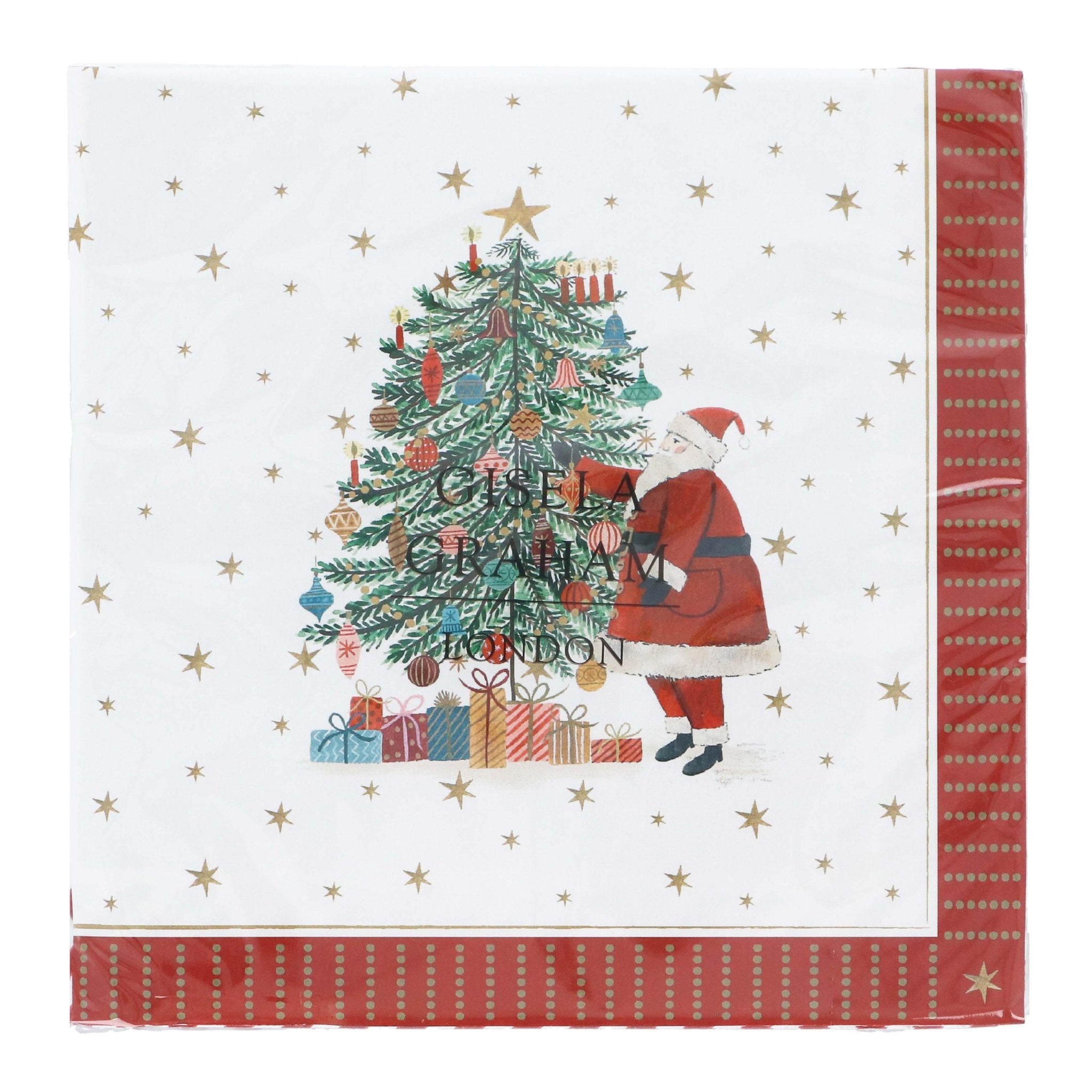 Santa and Tree Vintage Style Napkins, Pack of 20