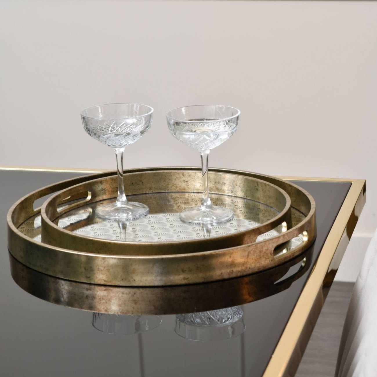 Scallop Antique Gold Tray, Large