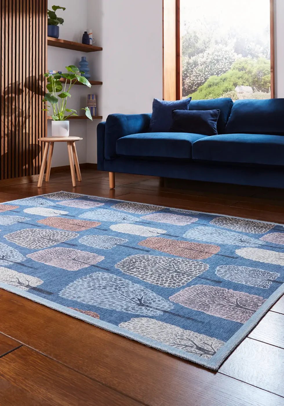Scion Cedar Washable Rug, Midnight 76 x 150cm,120 x 170cm,152cm circle,152 x 230cm,185 x 290cm,61 x 230cm runner