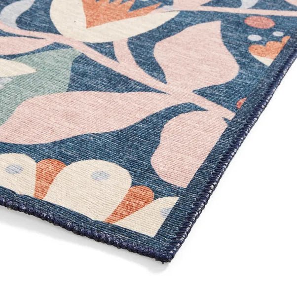 Scion Dancing Daisies Washable Rug, Ink and Blush 76 x 150cm,120 x 170cm,152 x 230cm,185 x 290cm,61 x 230cm runner