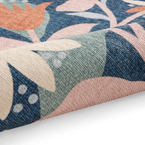 Scion Dancing Daisies Washable Rug, Ink and Blush 76 x 150cm,120 x 170cm,152 x 230cm,185 x 290cm,61 x 230cm runner