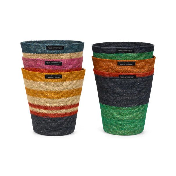 Seagrass Waste Paper Basket Pompadour and Midnight Blue,Midnight and Beryl Green,Tuscan and Guardsman,Guardsman's Venetian,Beryl Midnight and Tropic,Olive Midnight and Old Rose
