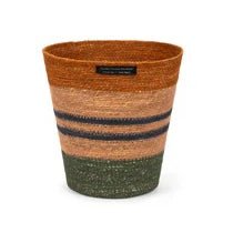 Seagrass Waste Paper Basket Olive Midnight and Old Rose