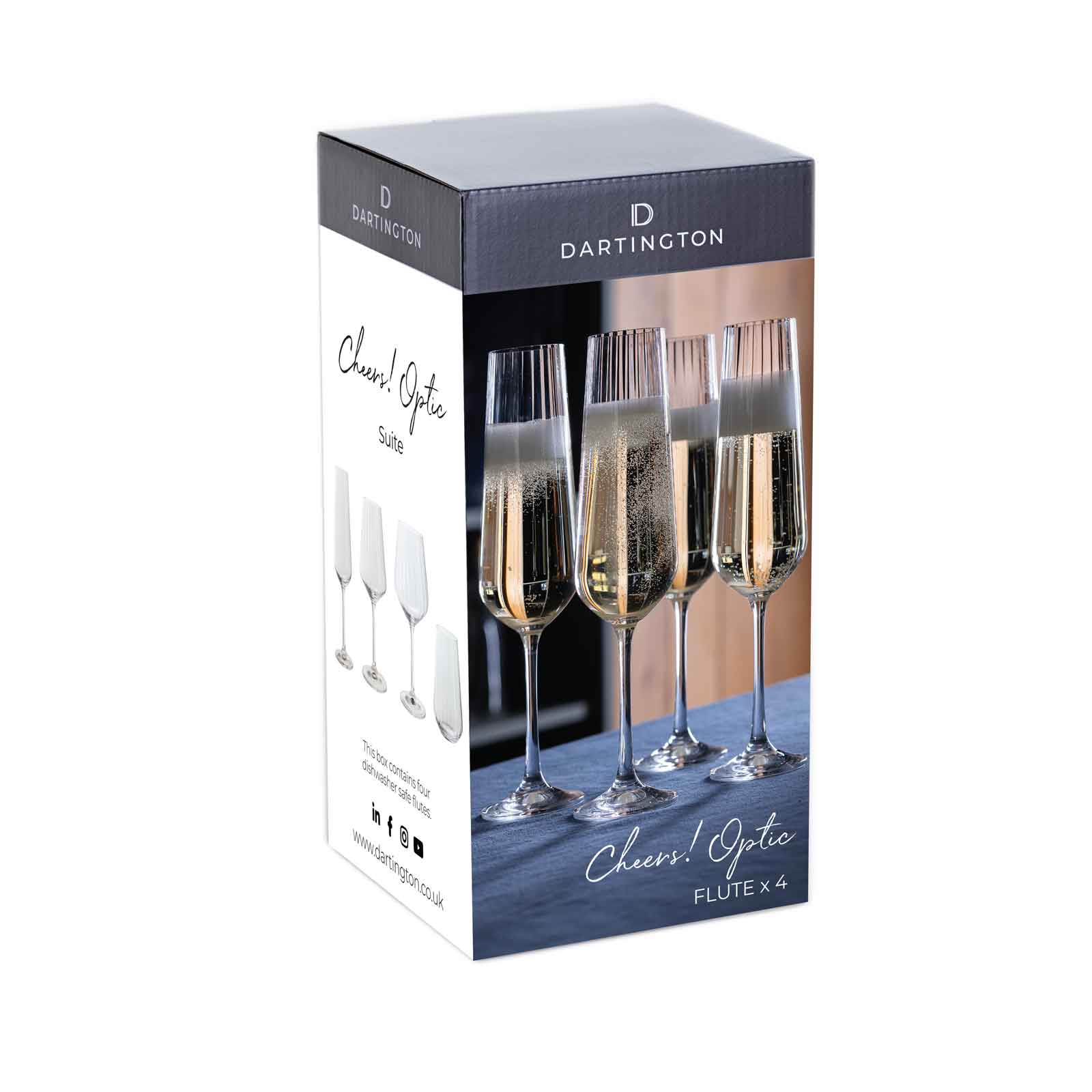 Set of 4 Dartington Cheers! Optic Flutes