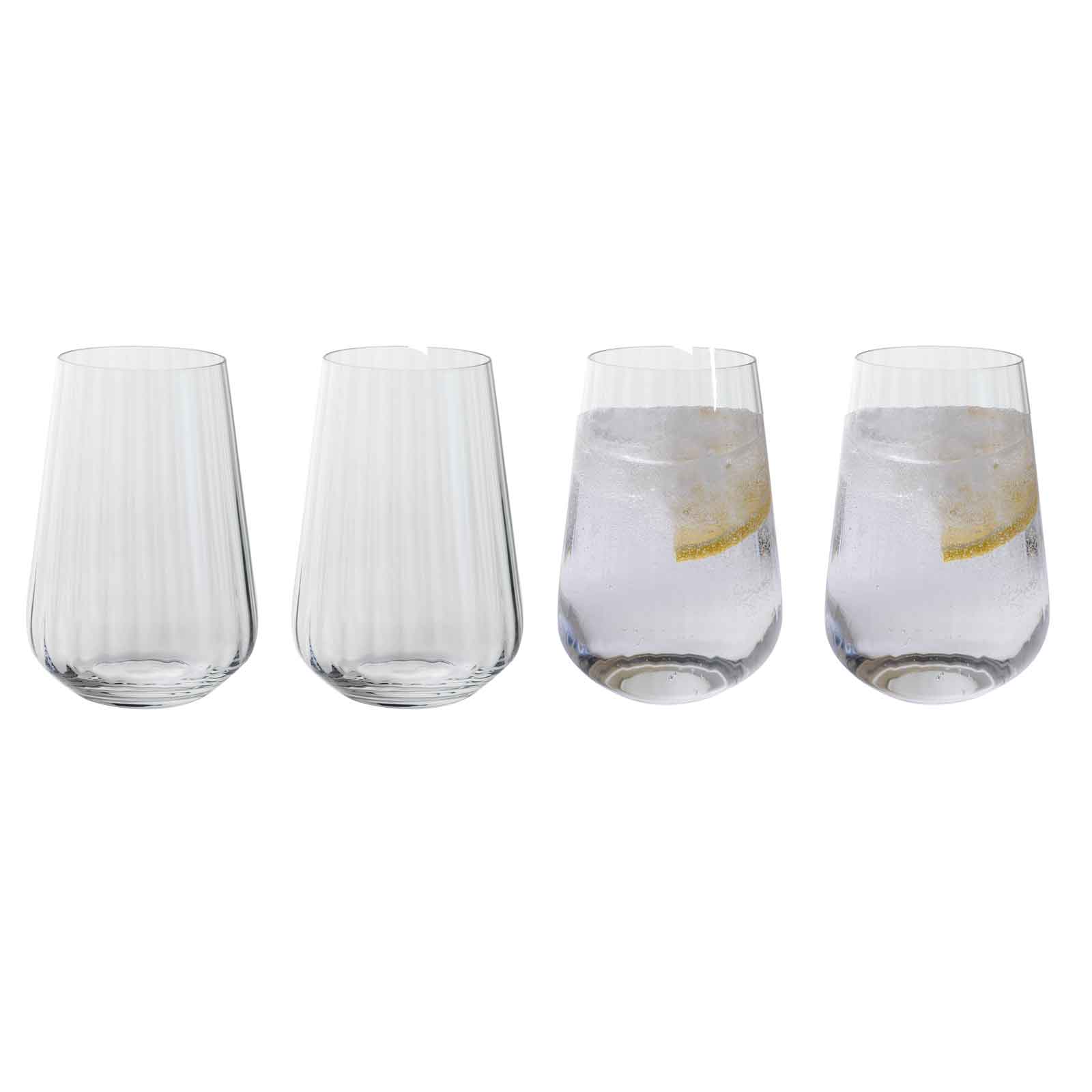 Set of 4 Dartington Cheers! Optic Tall Tumbler Glasses